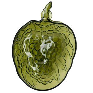 Vintage Indiana Glass Green Grape Fruit Bowl Mid Century Serving Dish